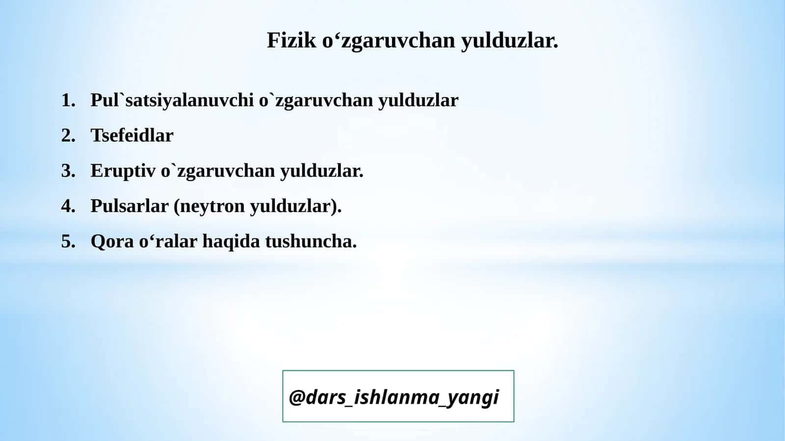 Fizik o‘zgaruvchan yulduzlar 1