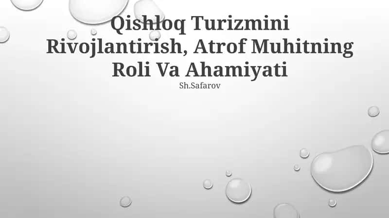 Qishloq Turizmini Rivojlantirish 1