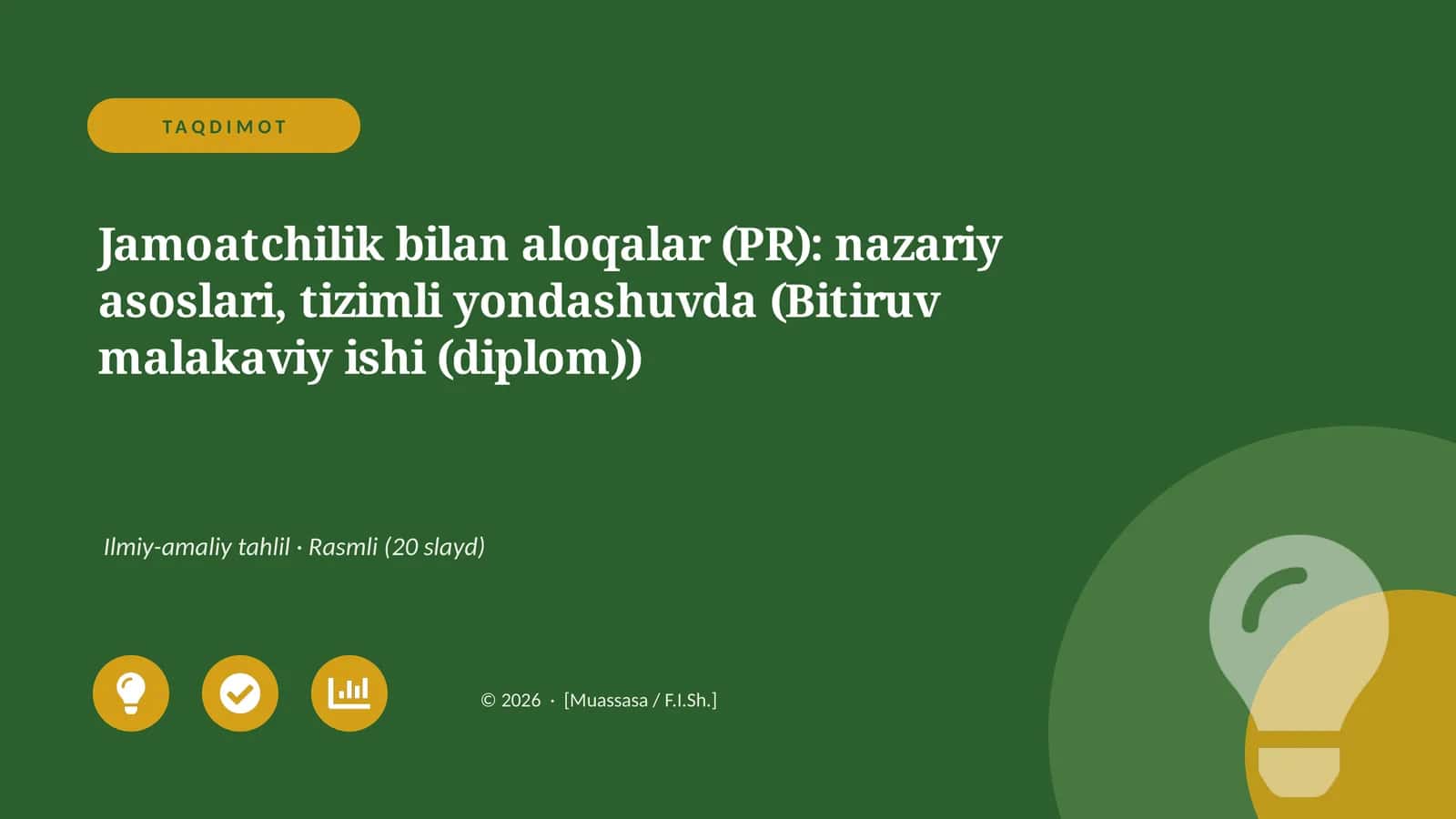 Jamoatchilik bilan aloqalar (PR) 1