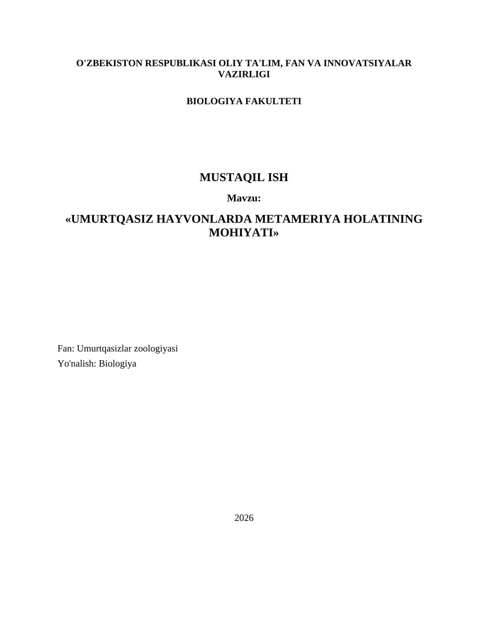 UMURTQASIZ HAYVONLARDA METAMERIYA HOLATINING MOHIYATI 1