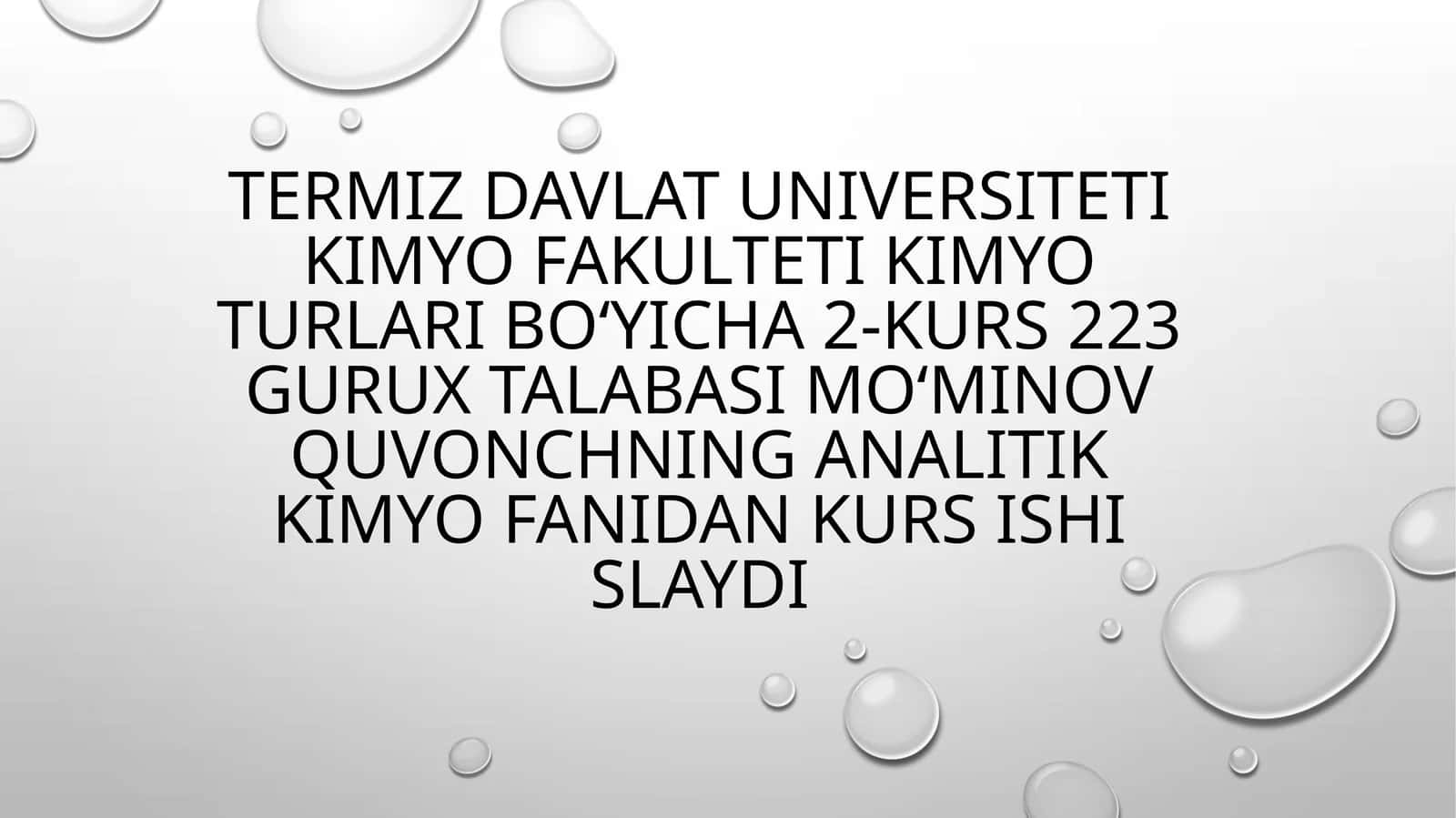 2-kurs Kimyo fanidan kurs ishi 1