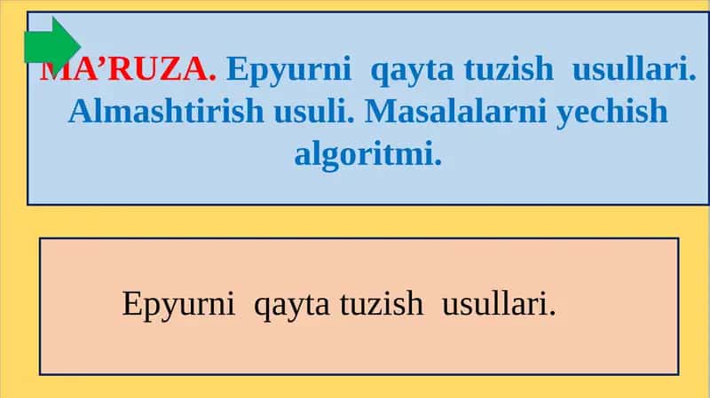 Epyurni qayta tuzish usullari 1