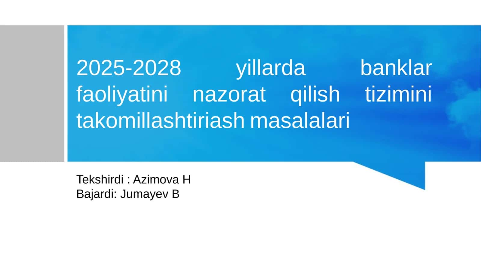 Bank faoliyatini nazorat qilish tizimini takomillashtirish muammolari 1