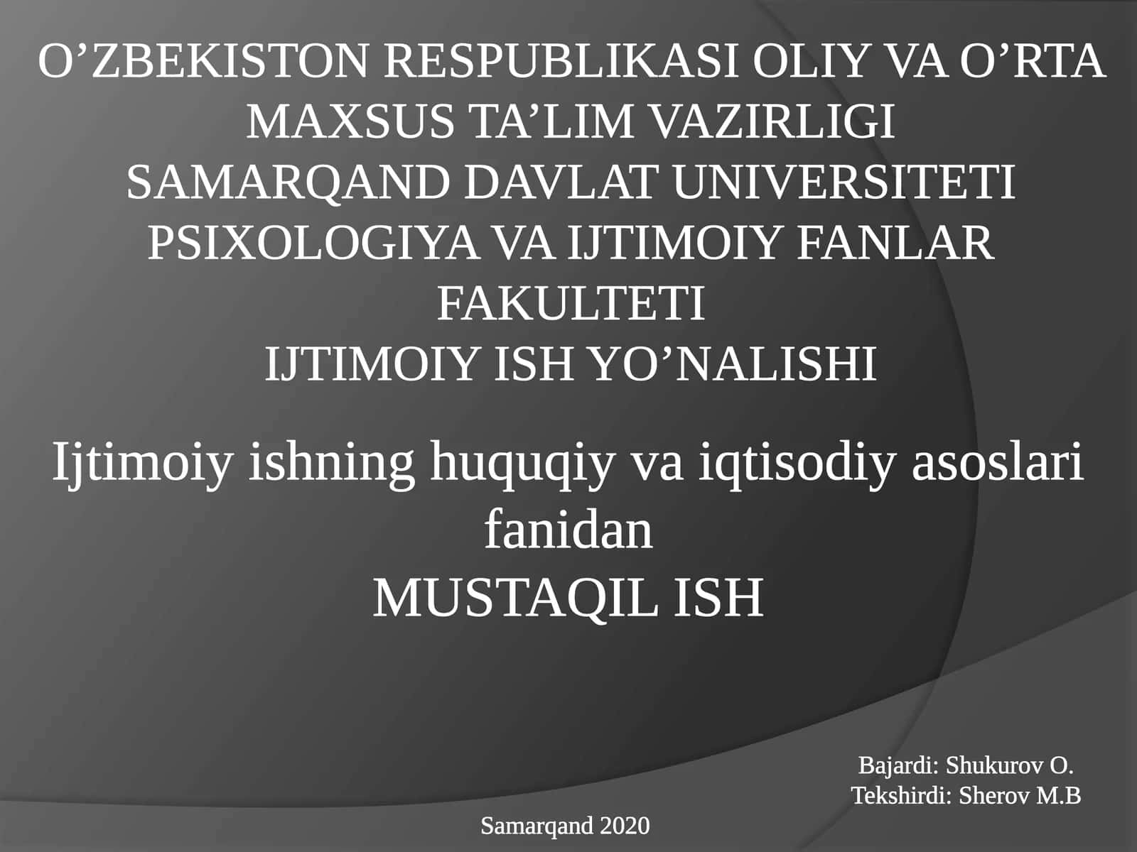 Fuqarolar yig’inlari tomonidan amalga oshiriladigan ijtimoiy himoyaning huquqiy asoslari va uni takomillashtirish 1