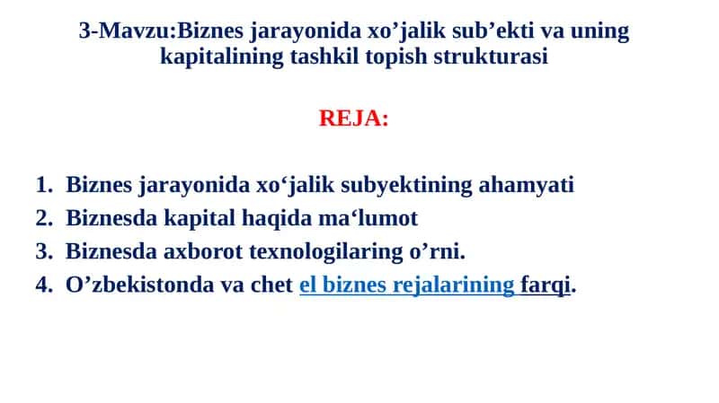Biznesjarayonidaxo’jaliksub’ektivauningkapitaliningtashkiltopishstrukturasi 1