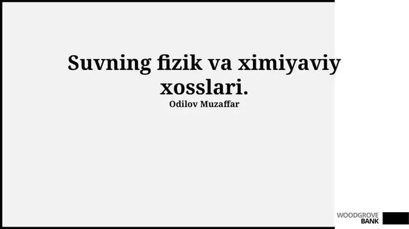 Suvning fizik xossalari 1