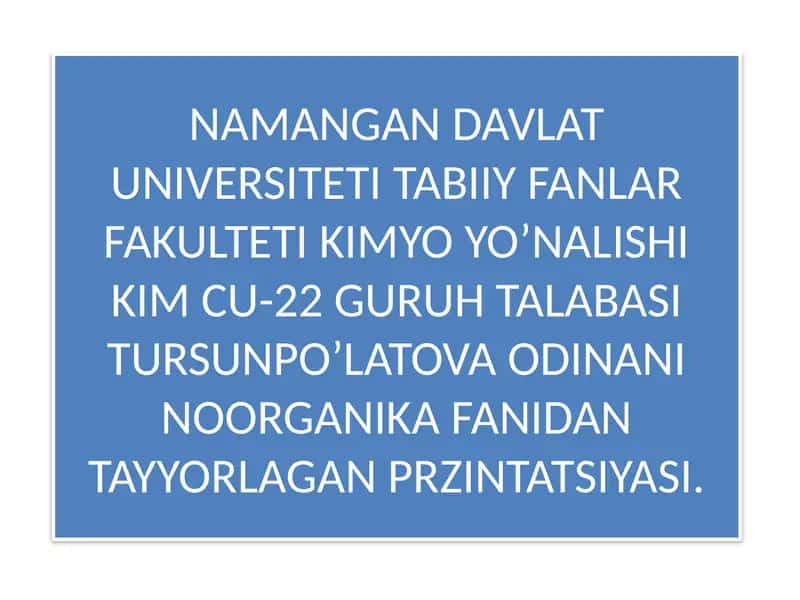 IX Guruh Elementini Olinishi 1