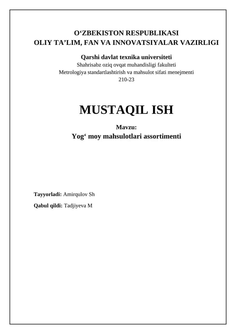 Yogʻ moy mahsulotlari assortimenti 1