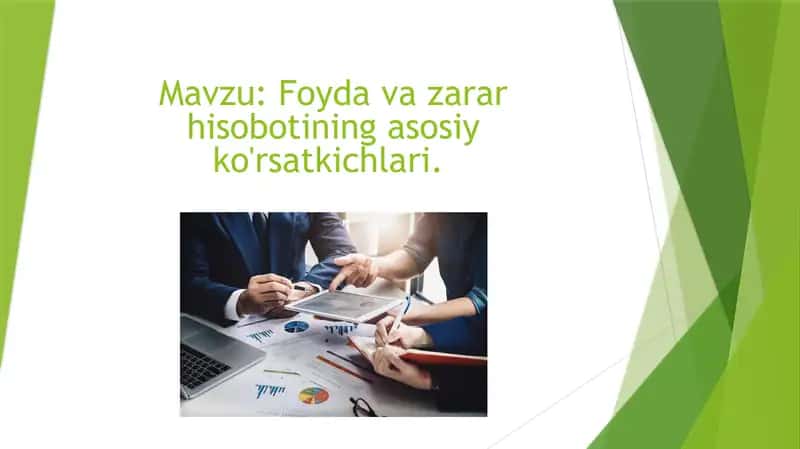 Foyda va zarar hisobotining asosiy ko'rsatkichlari 1
