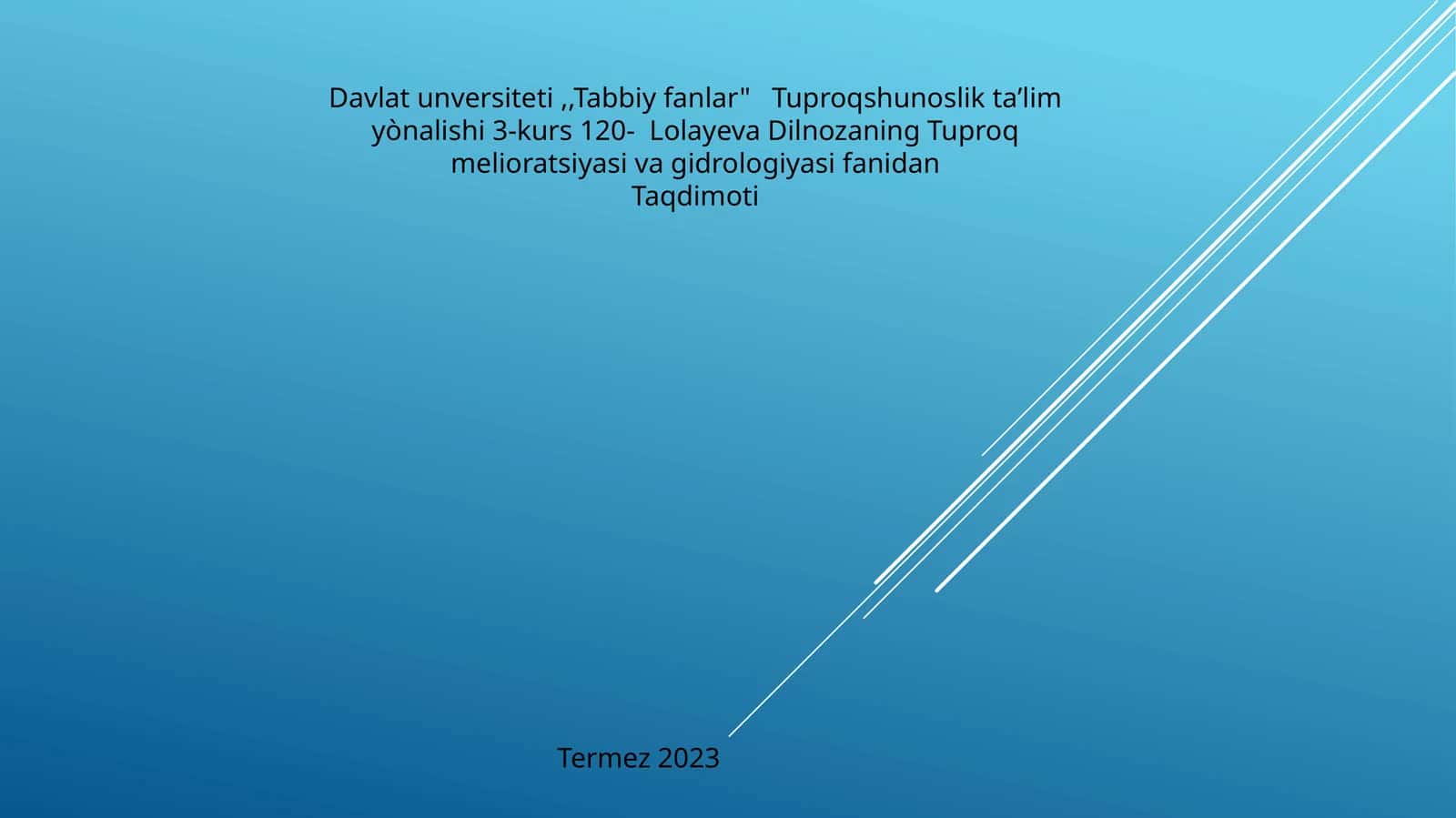 Tuproqshunoslik taʼlim yònalishi 1