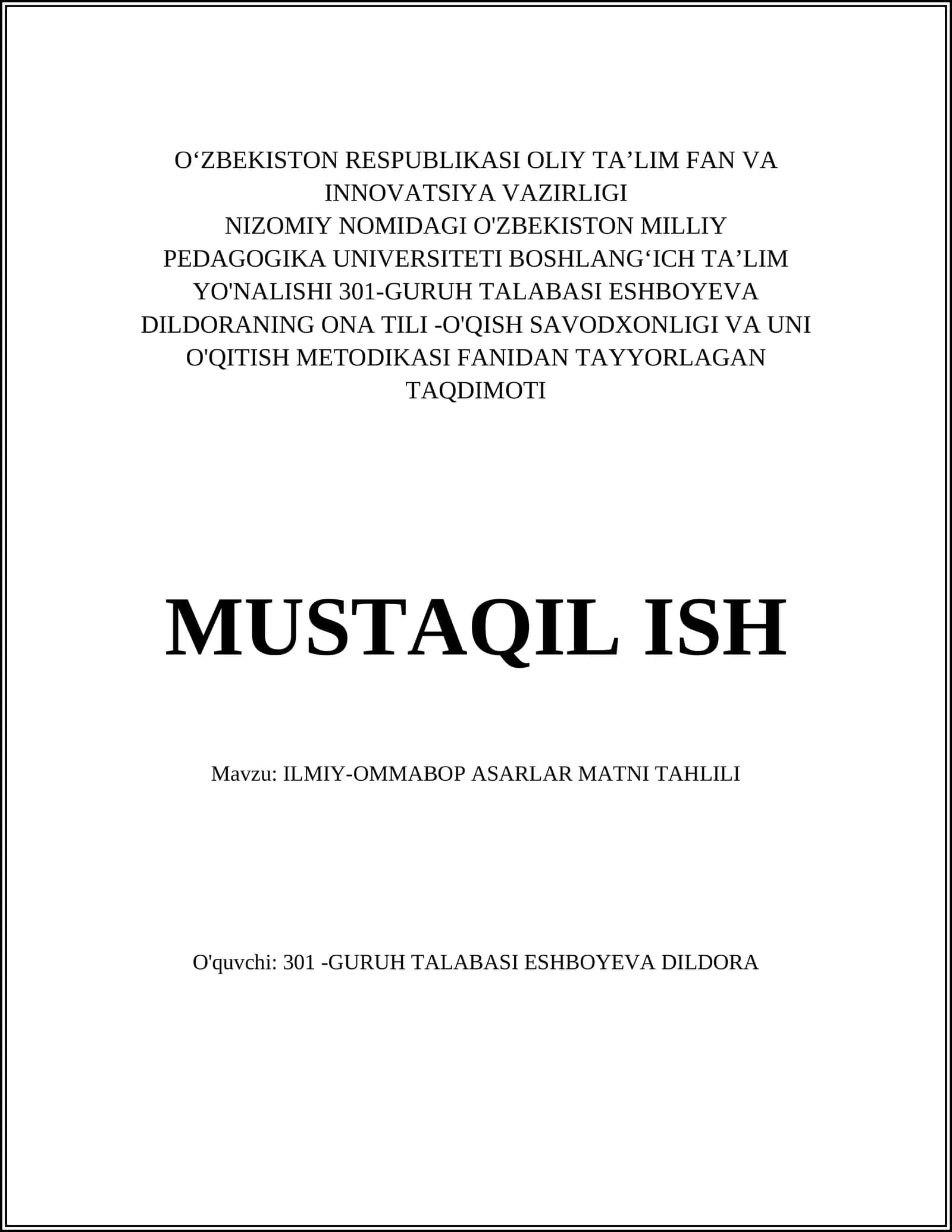 ILMIY-OMMABOP ASARLAR MATNI TAHLILI 1