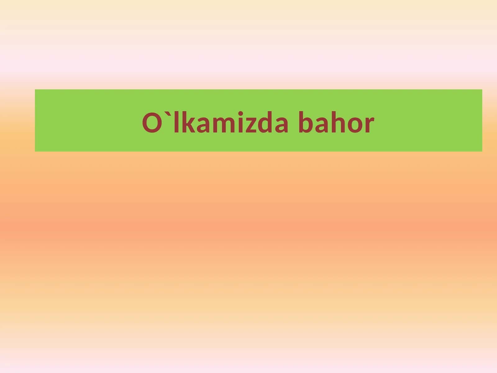 O`lkamizda bahor 1