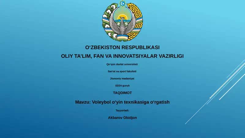 Voleybol oʻyin texnikasiga oʻrgatish 1