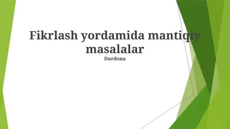 Mantiqiy masalalar 1