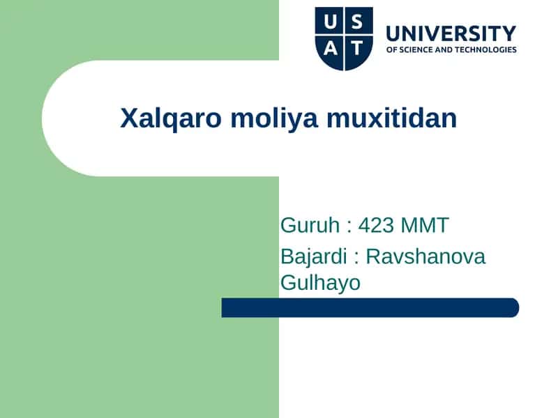 Xalqaro va mintaqaviy moliya, valyuta va kredit tizimi 1