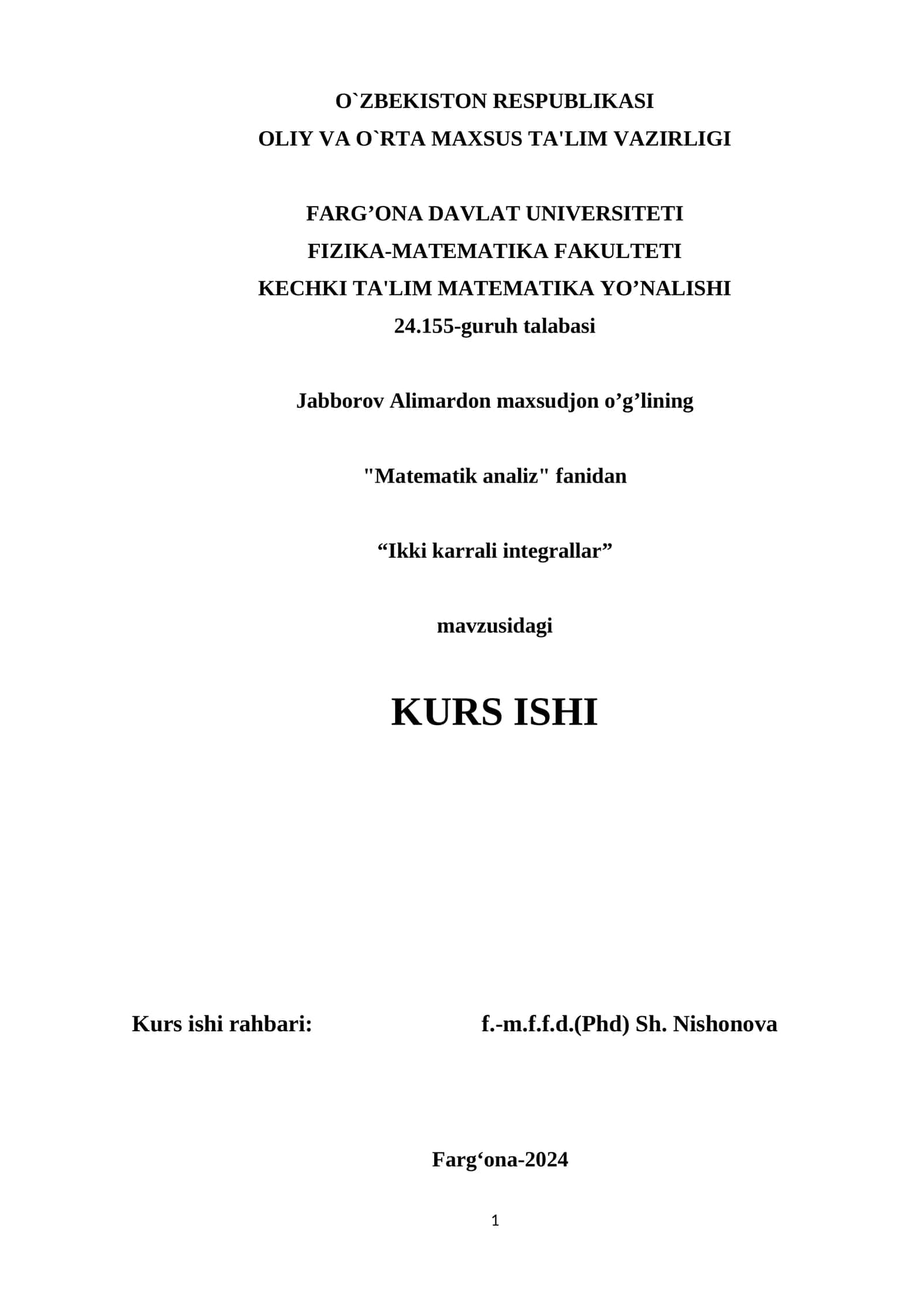 Ikki karrali integrallar 1