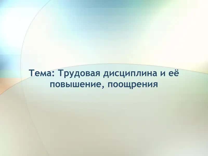 Трудовая дисциплина и её повышение, поощрения 1