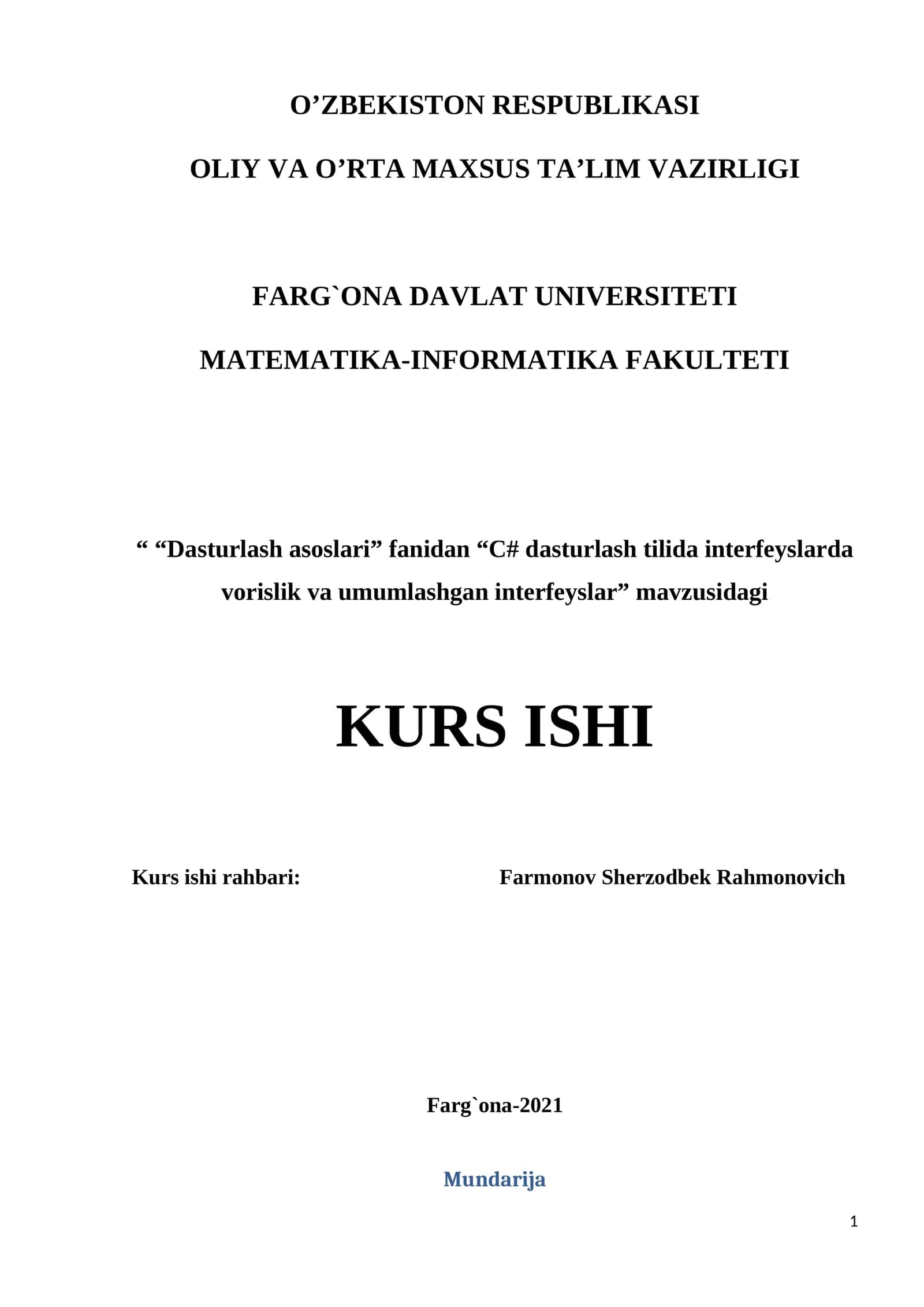 C# dasturlash tilida interfeyslarda vorislik va umumlashgan interfeyslar 1