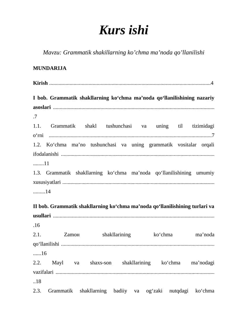 Grammatik shakillarning ko’chma ma’noda qo’llanilishi 1