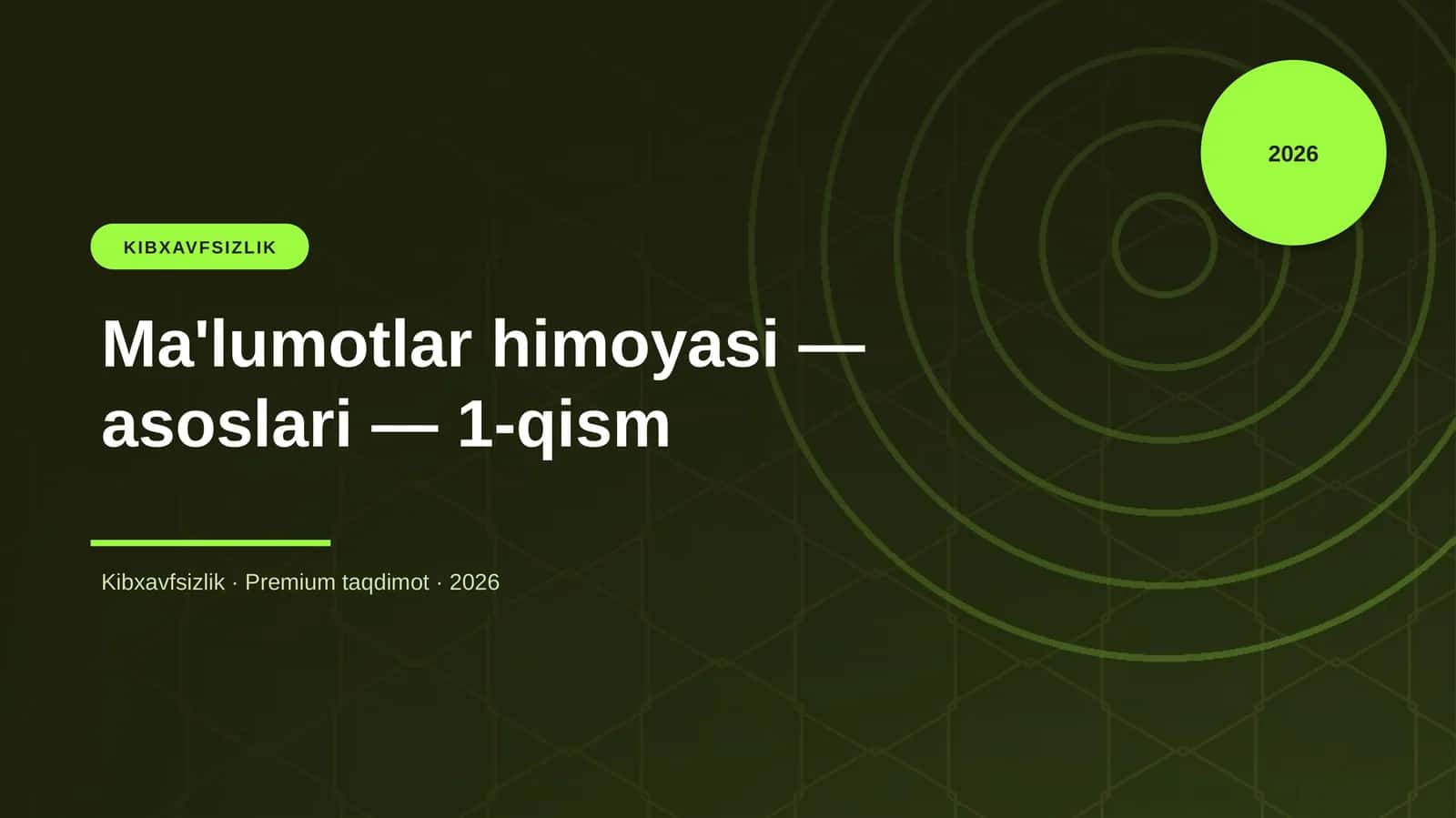 Ma'lumotlar himoyasi — asoslari — 1-qism 1