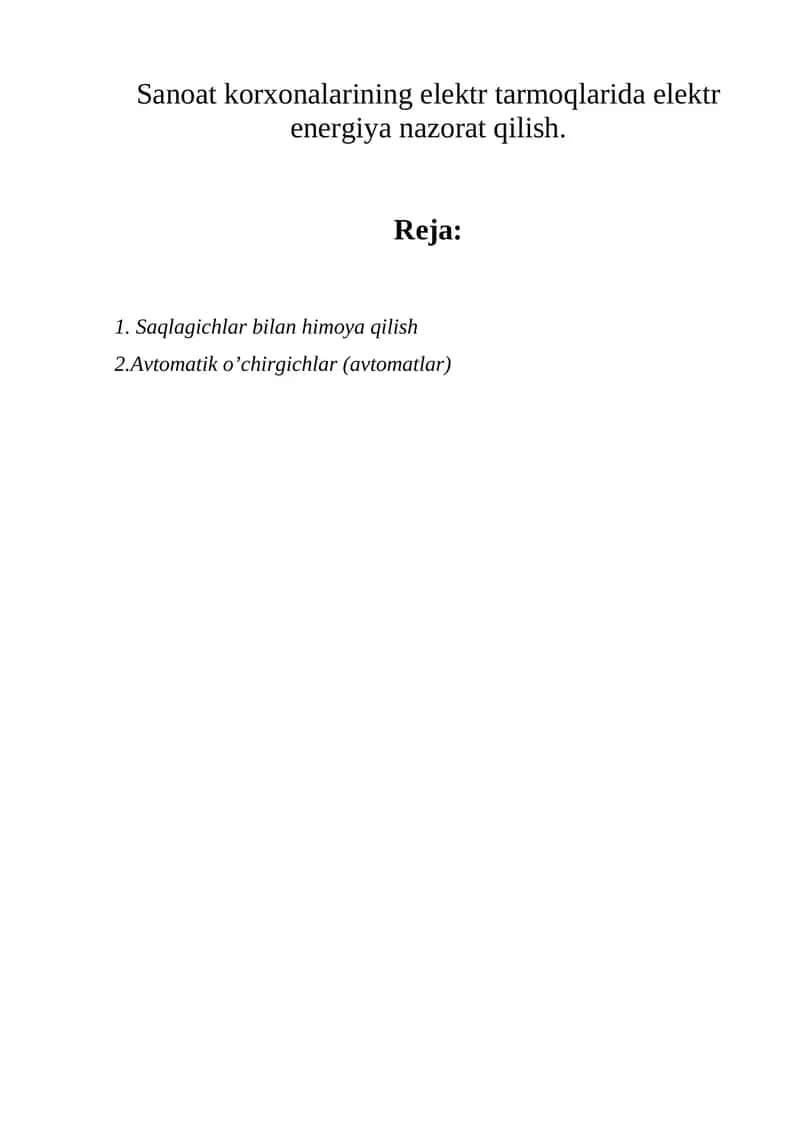 Elektr ta’minoti sistemasi (ETS) 1