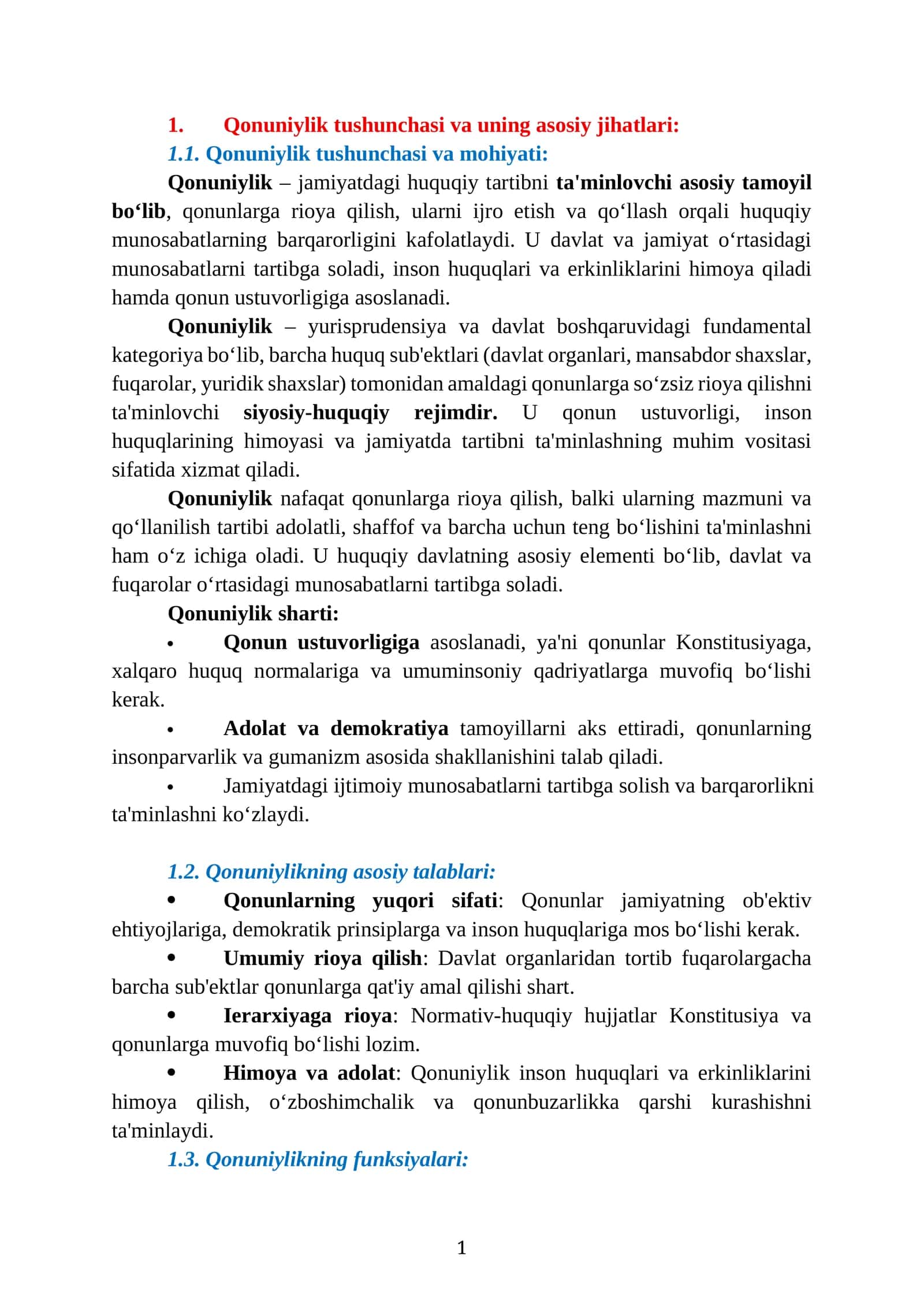 Qonuniylik tushunchasi va uning asosiy jihatlari 1