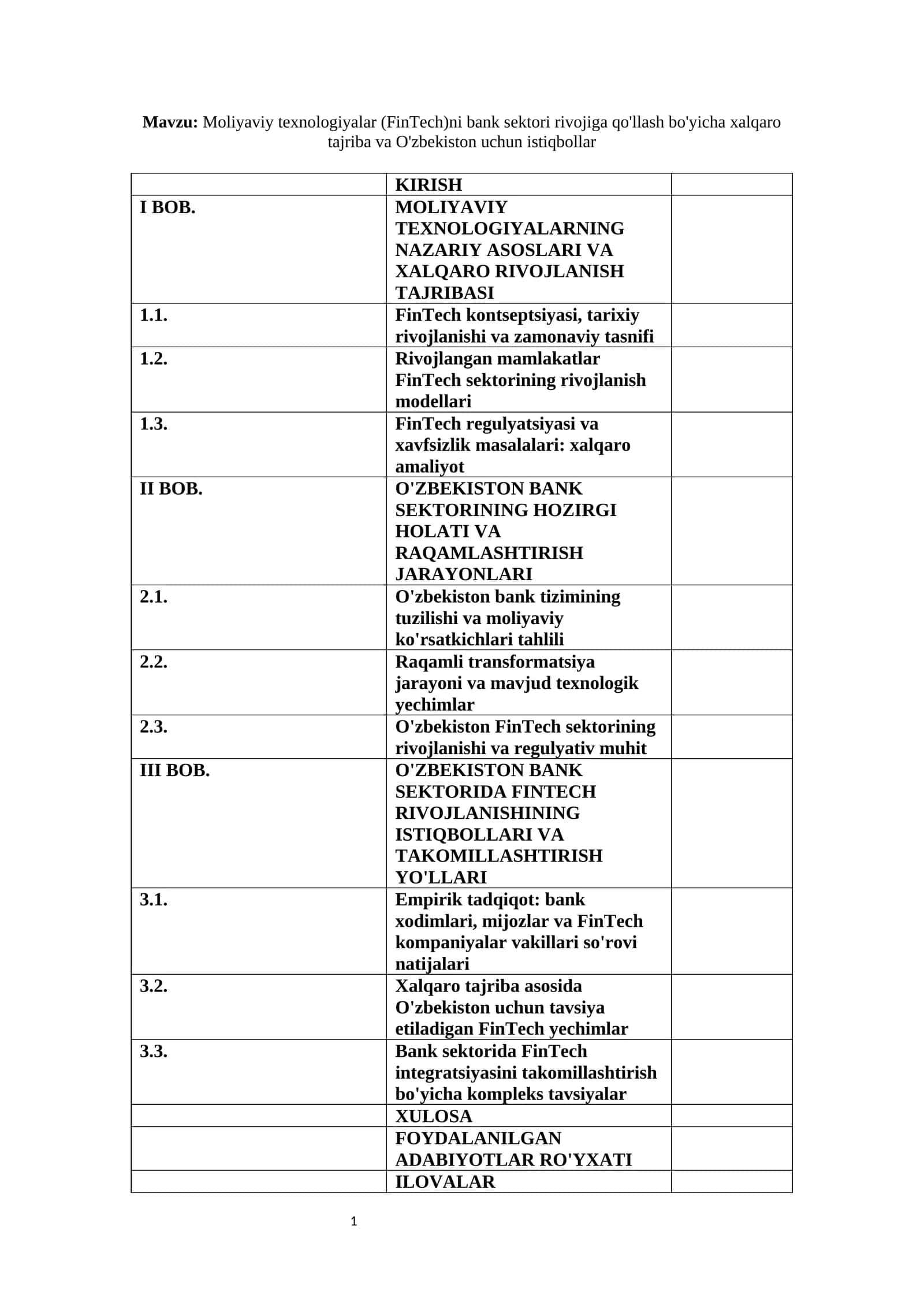 Moliyaviy texnologiyalar (FinTech)ni bank sektori rivojiga qo'llash bo'yicha xalqaro tajriba va O'zbekiston uchun istiqbollar 1