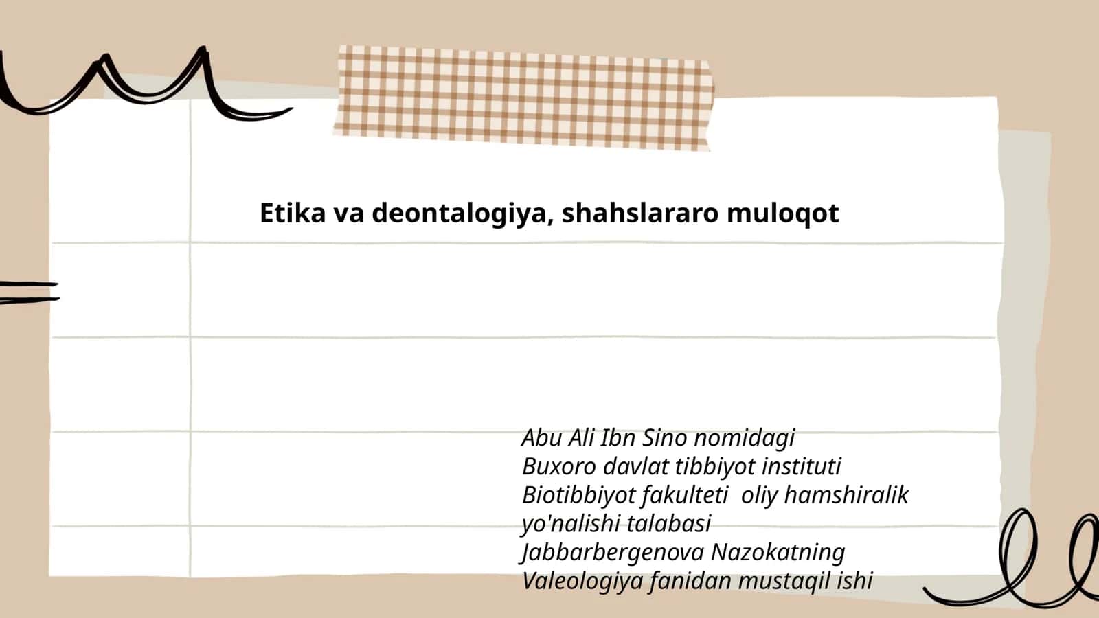 Etika va deontalogiya, shahslararo muloqot 1