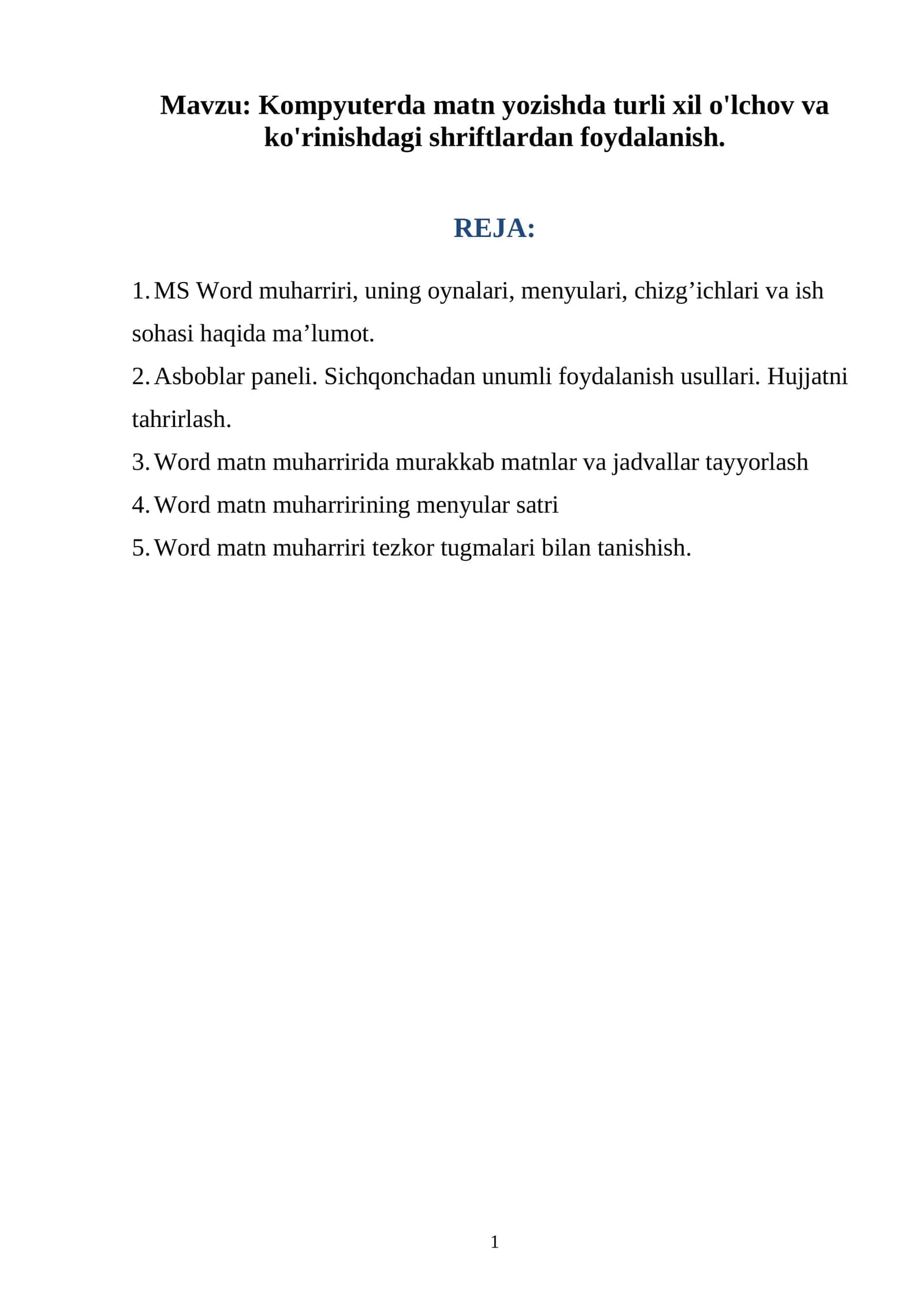 MS Word-2003 matn muharriri 1
