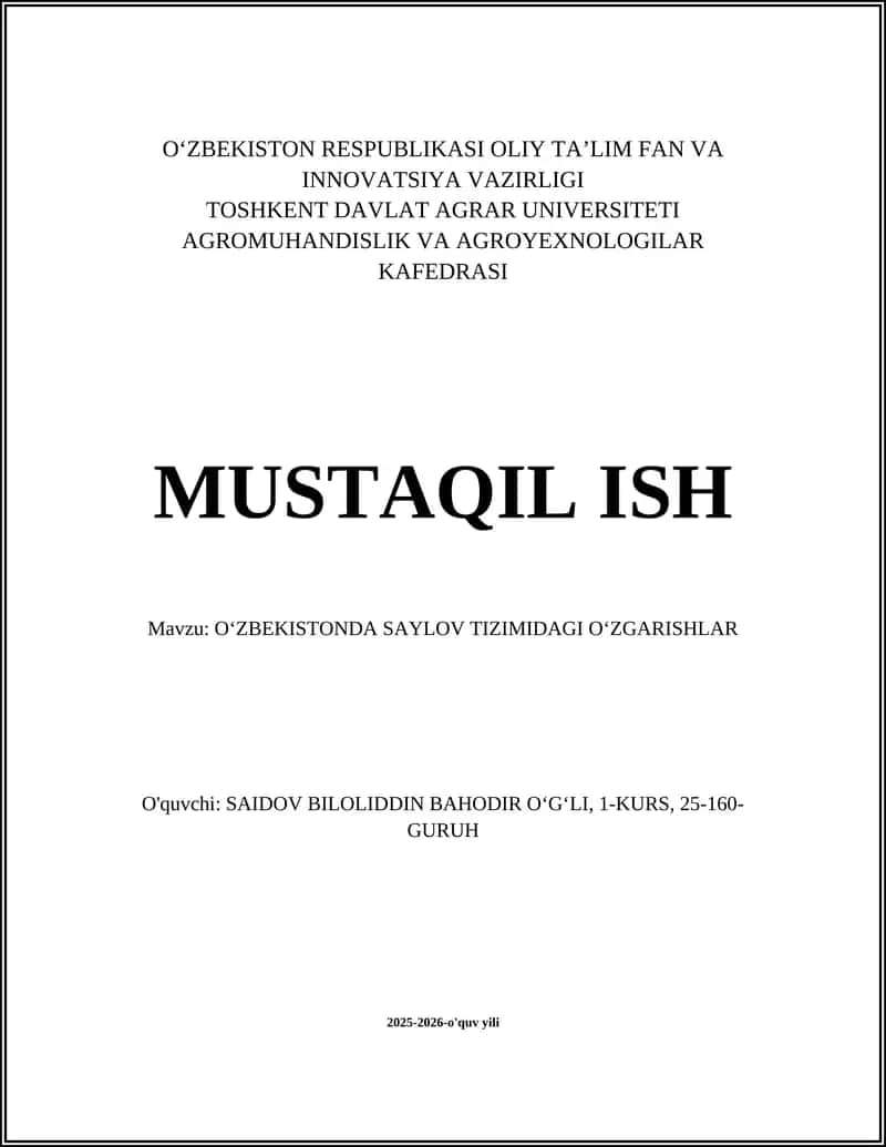 OʻZBEKISTONDA SAYLOV TIZIMIDAGI OʻZGARISHLAR 1