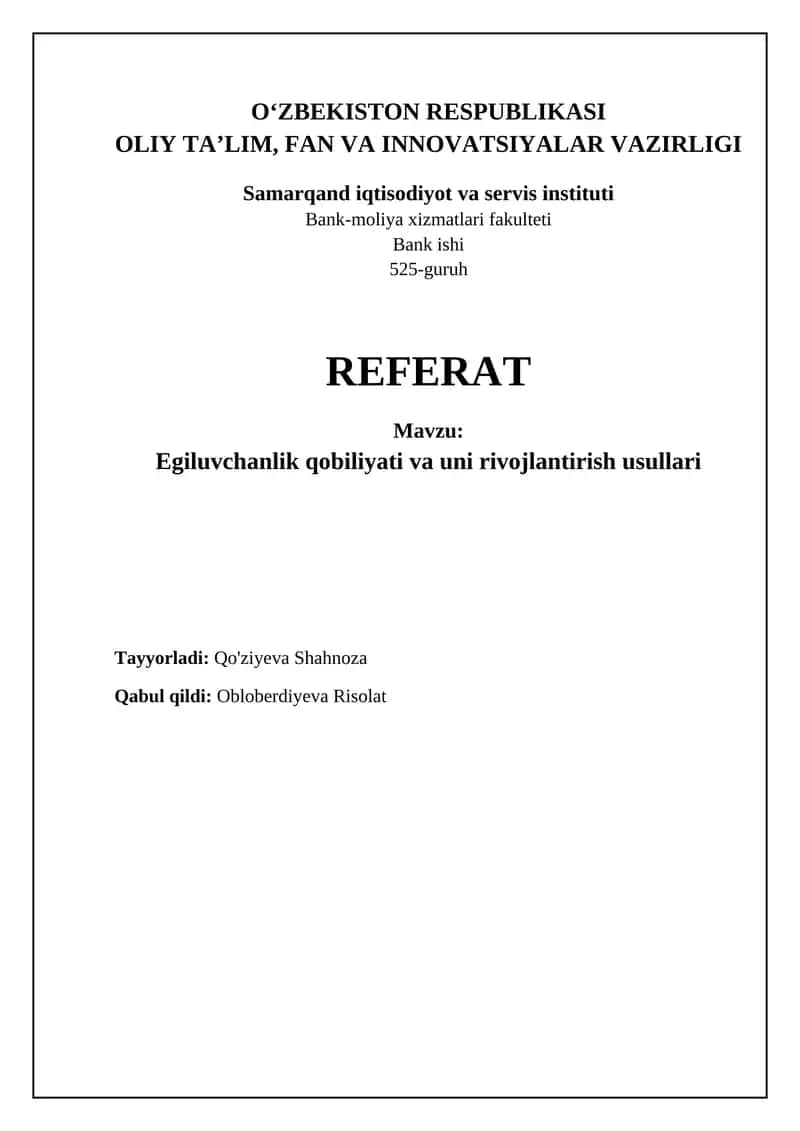 Egiluvchanlik qobiliyati va uni rivojlantirish usullari 1