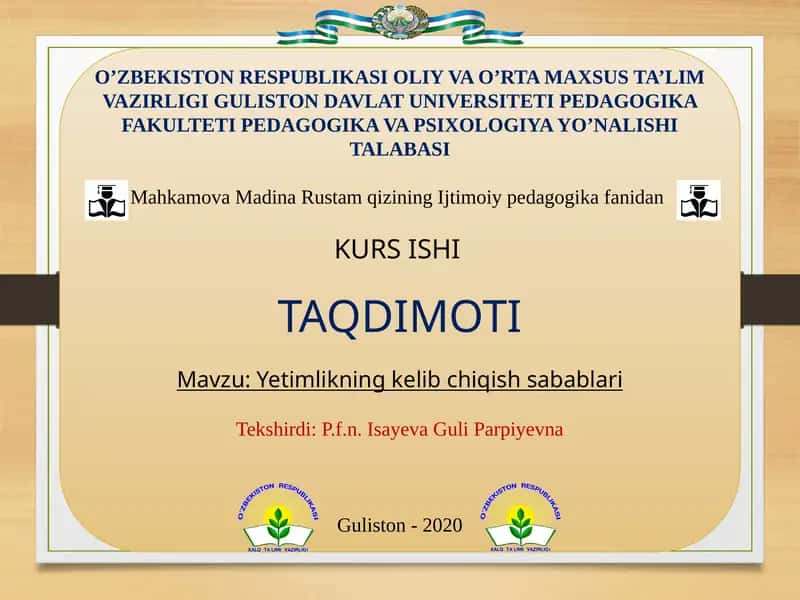 Yetimlikning kelib chiqish sabablari 1