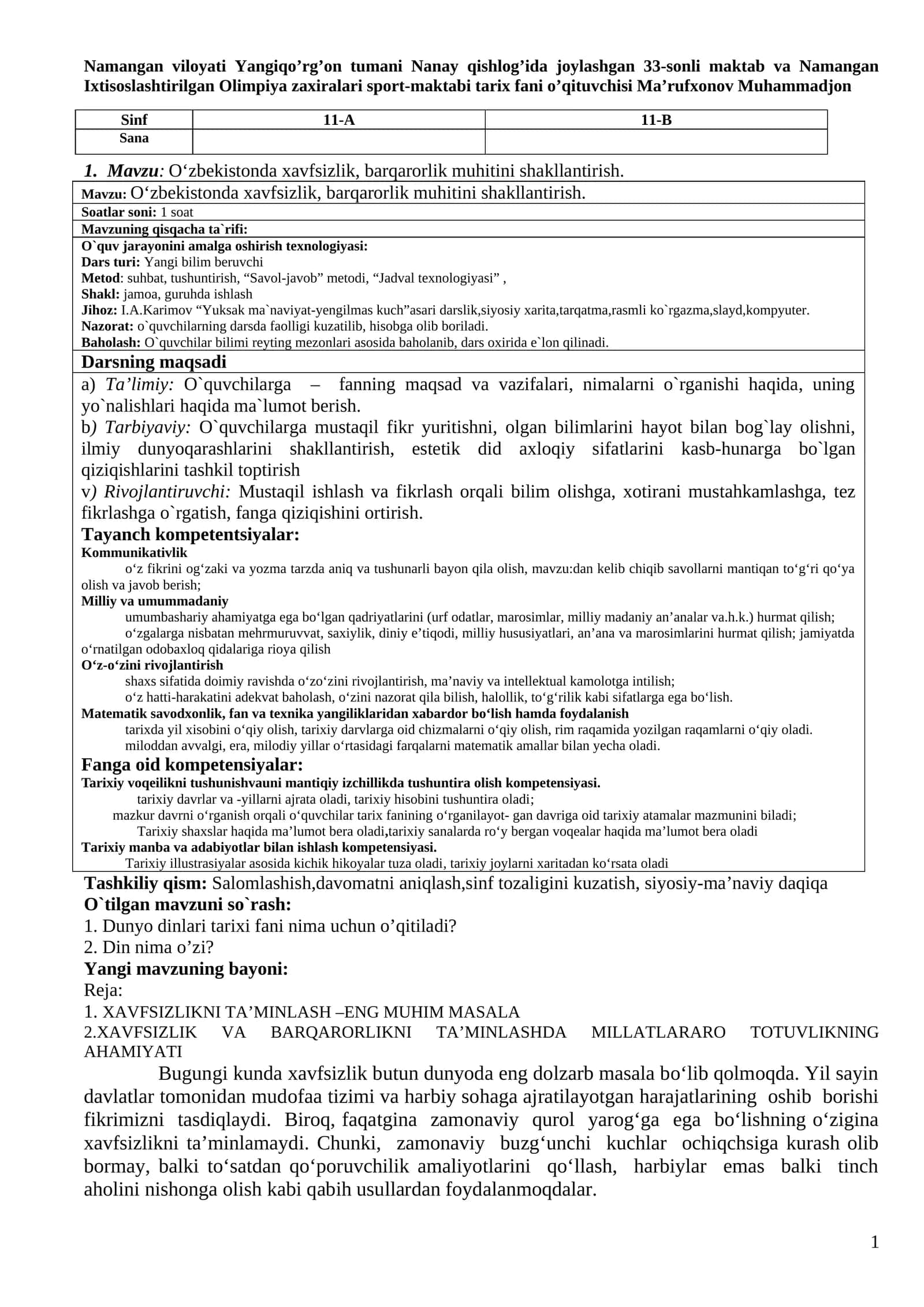 O‘zbekistonda xavfsizlik, barqarorlik muhitini shakllantirish 1