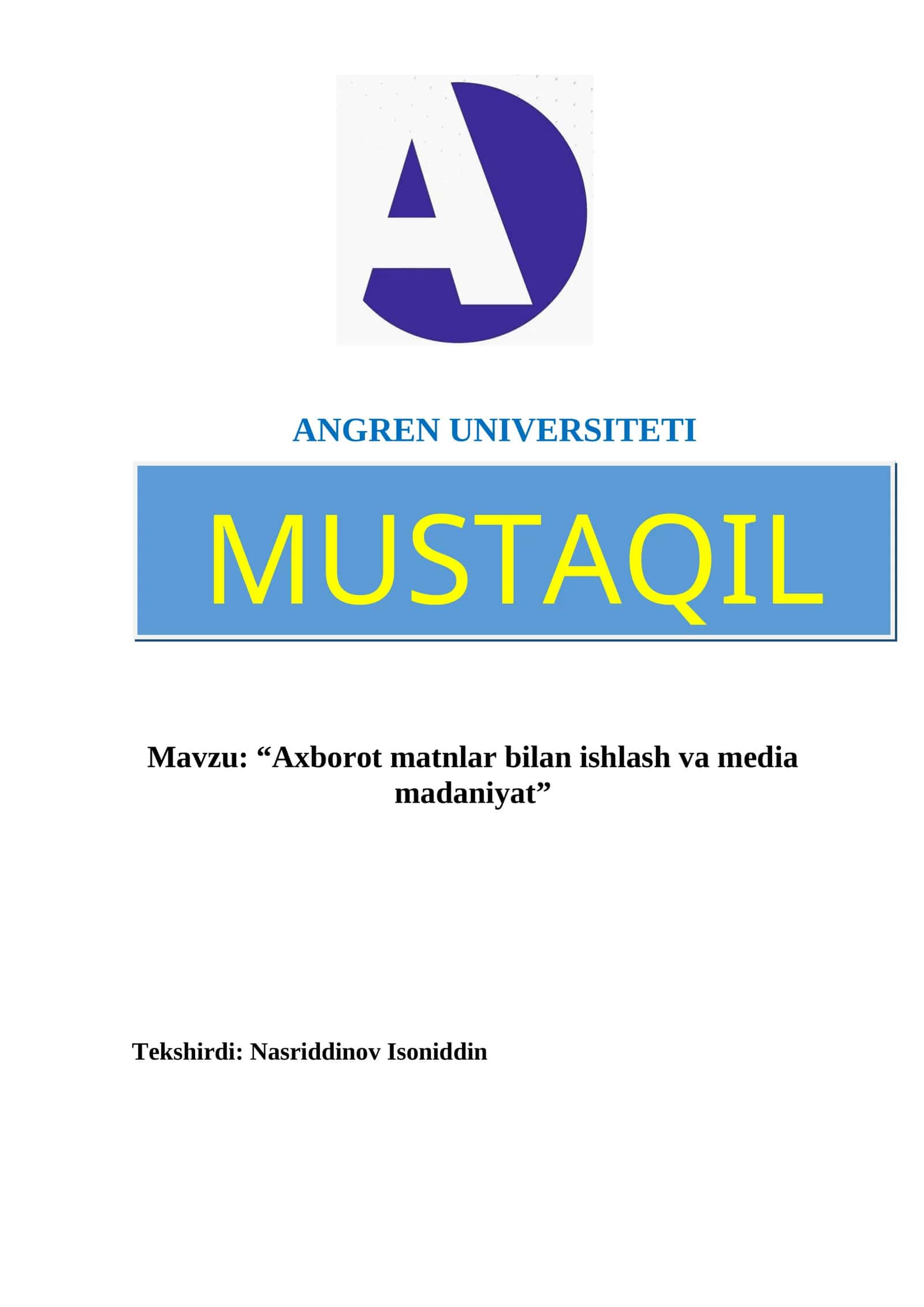 Axborot matnlar bilan ishlash va media madaniyat 1
