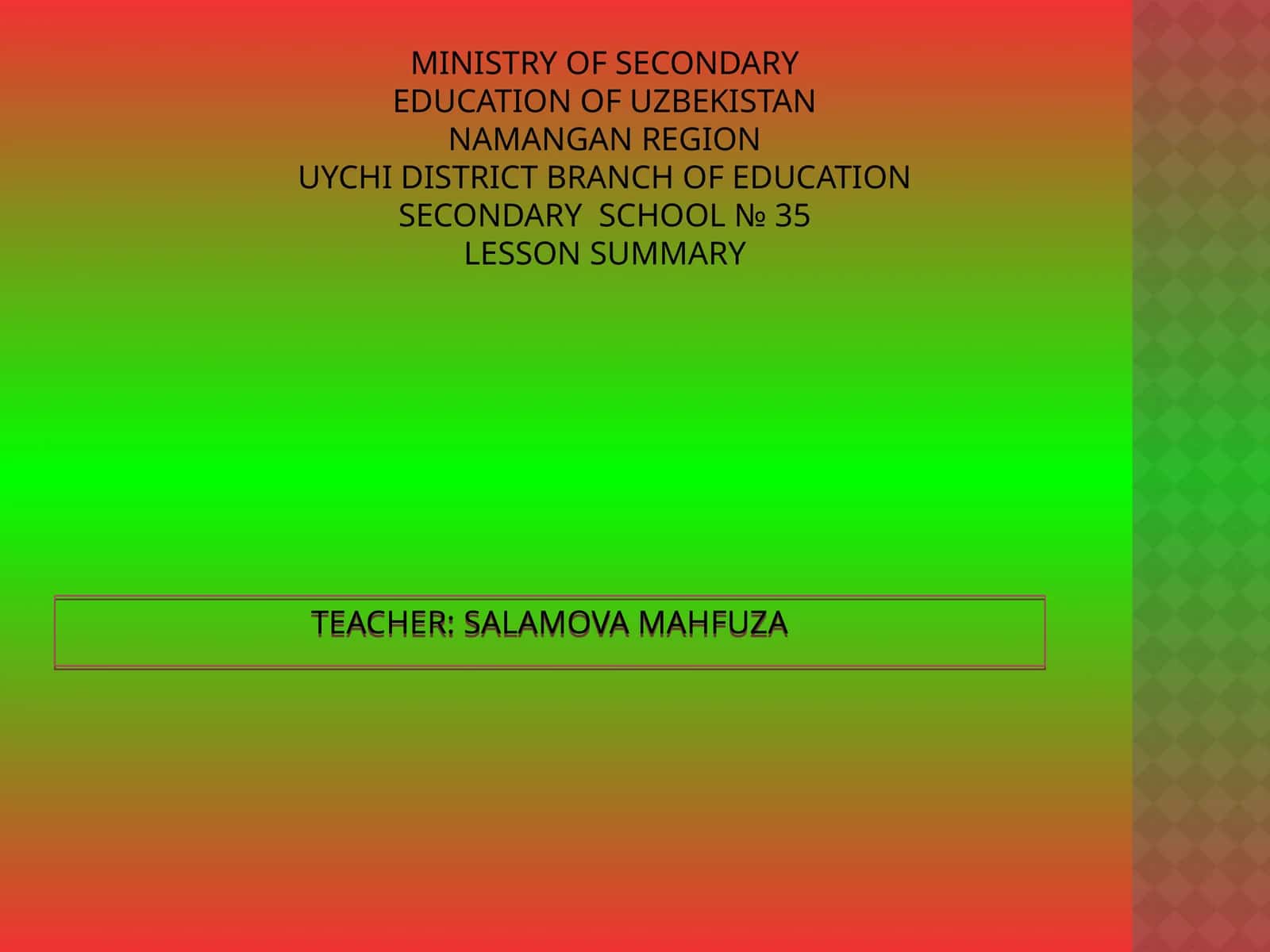 LESSON SUMMARY 1