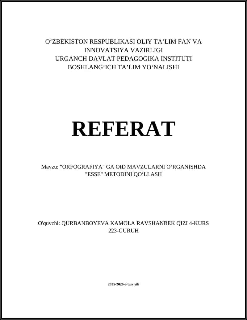 ORFOGRAFIYA, ESSE METODI 1