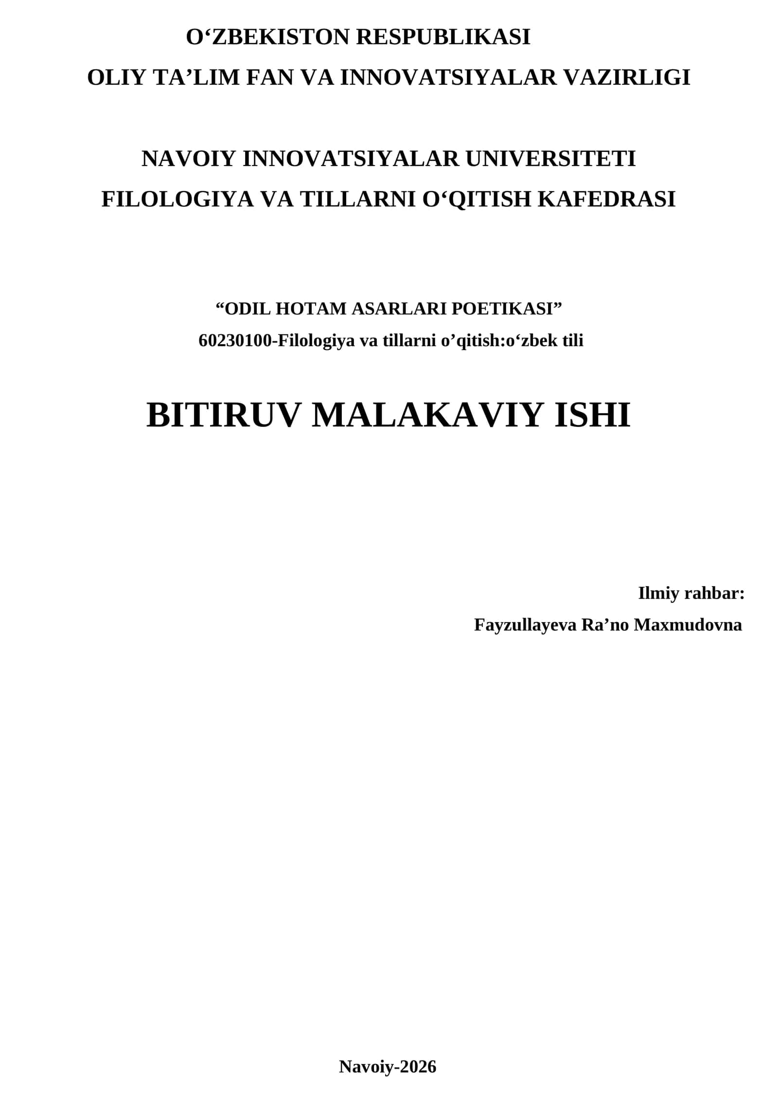 ODIL HOTAM ASARLARI POETIKASI 1