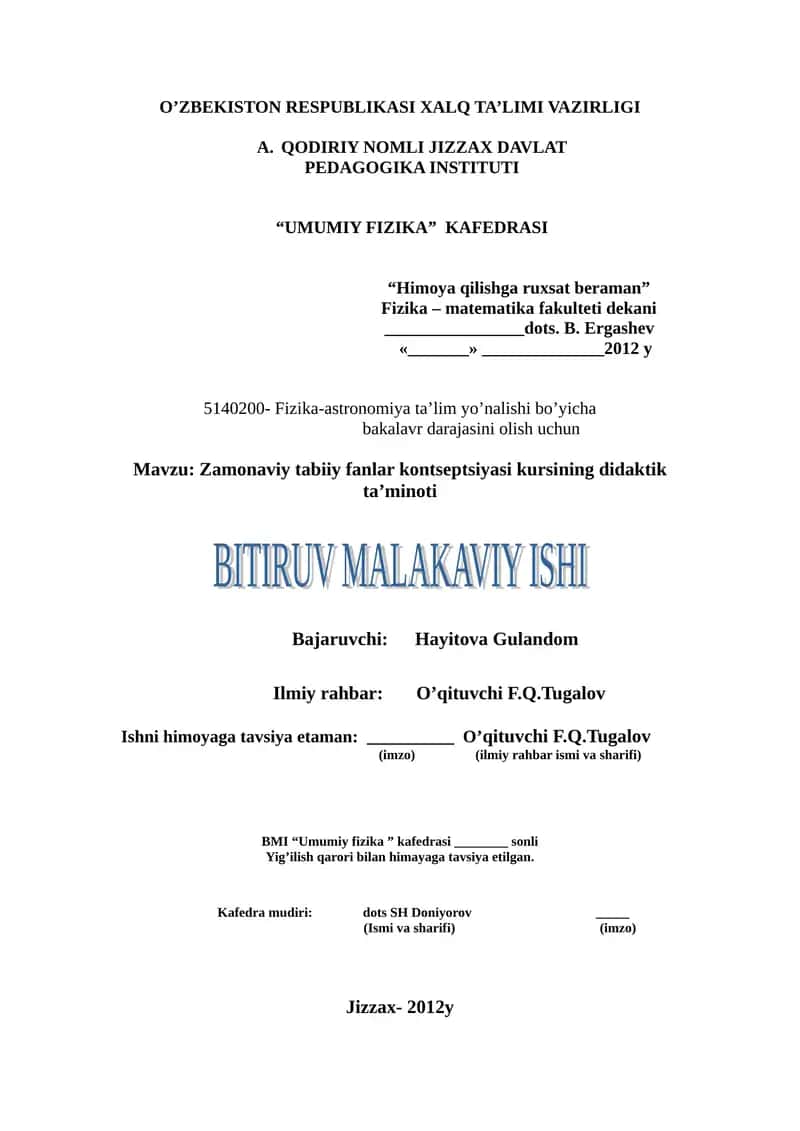 Zamonaviy tabiiy fanlar kontseptsiyasi kursi 1