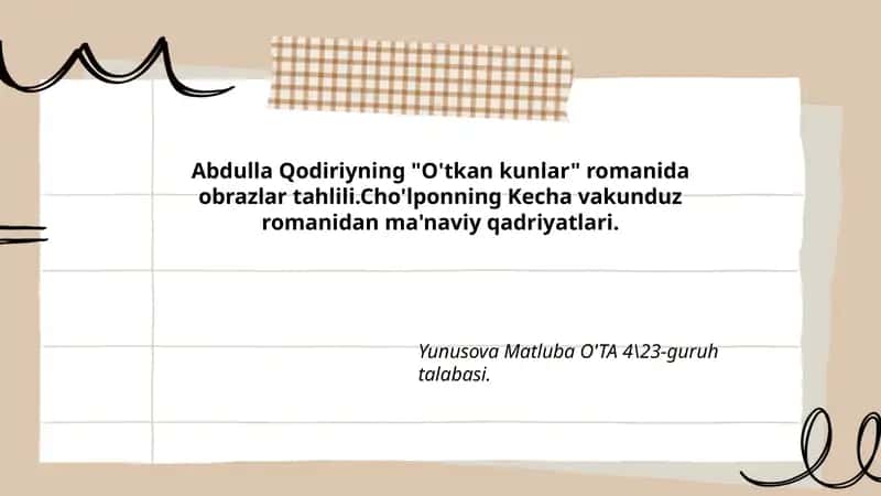 O'tkan kunlar 1