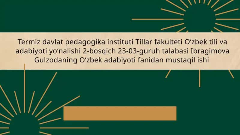 Ahmad Yassaviy va Ahmad Yugnakiyning hayoti va ijodimanbalari 1