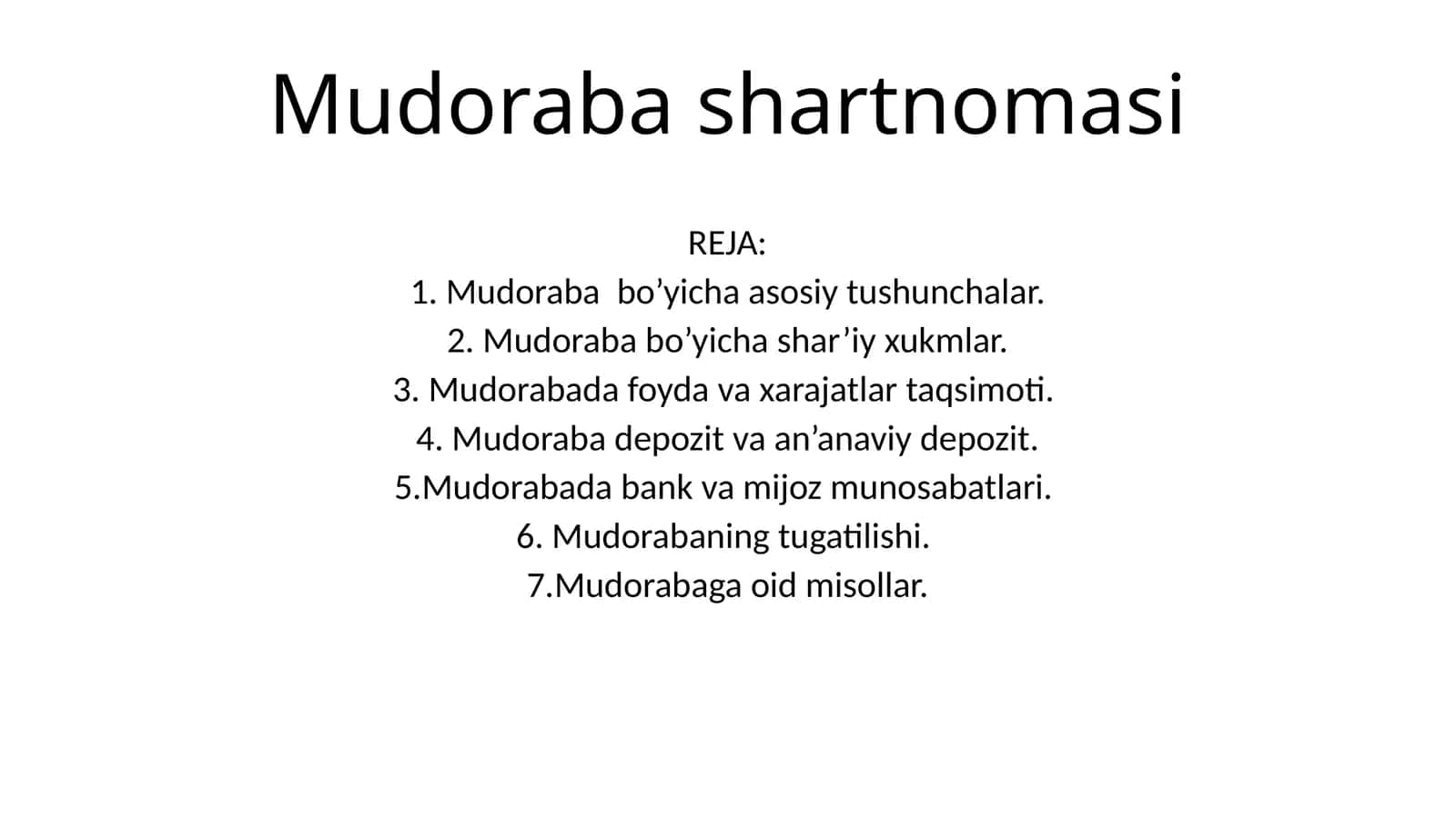 Mudoraba shartnomasi 1