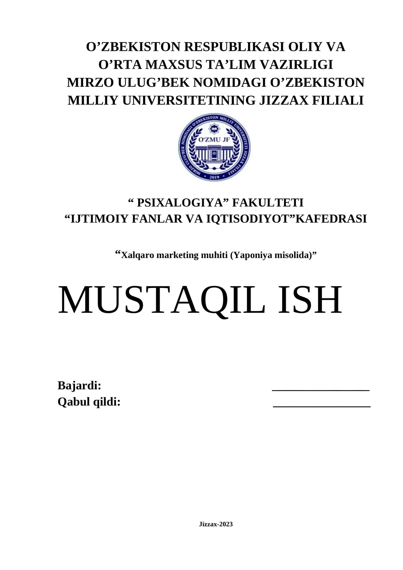 Xalqaro marketing muhiti (Yaponiya misolida) 1