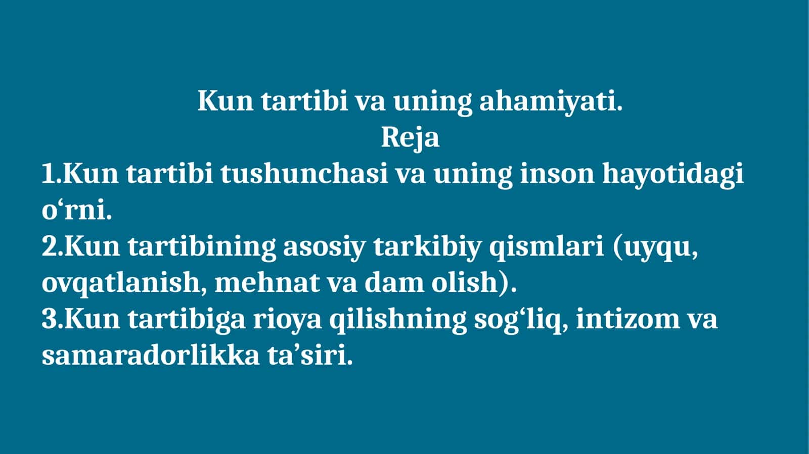 Kun tartibi va uning ahamiyati 1