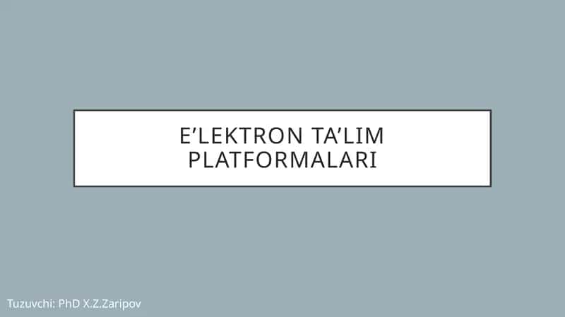 Elektron ta'lim platformalari 1