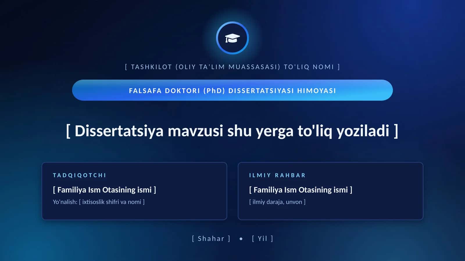phd taqdimot shabloni premium moviy uslubda 1