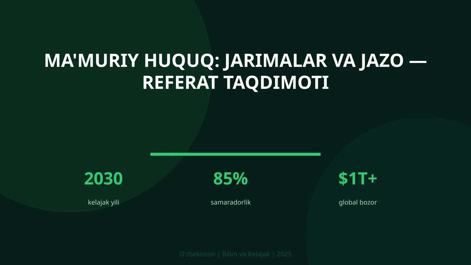 Ma'muriy huquq: jarimalar va jazo — referat taqdimoti 1