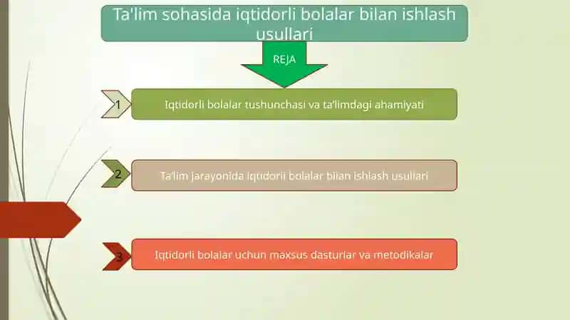 Ta'lim sohasida iqtidorli bolalar bilan ishlash usullari