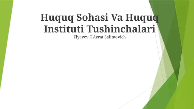 Huquq Sohasi Va Huquq Instituti Tushinchalari 1
