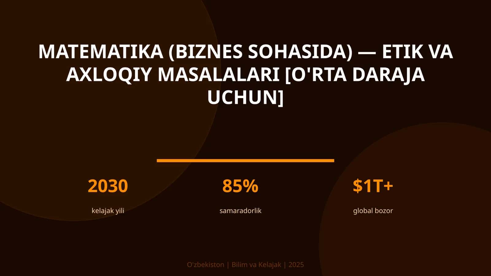Matematika (biznes sohasida) — etik va axloqiy masalalari [o'rta daraja uchun] 1