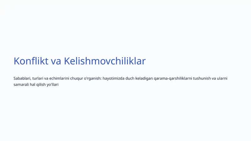 Konflikt va Kelishmovchiliklar 1